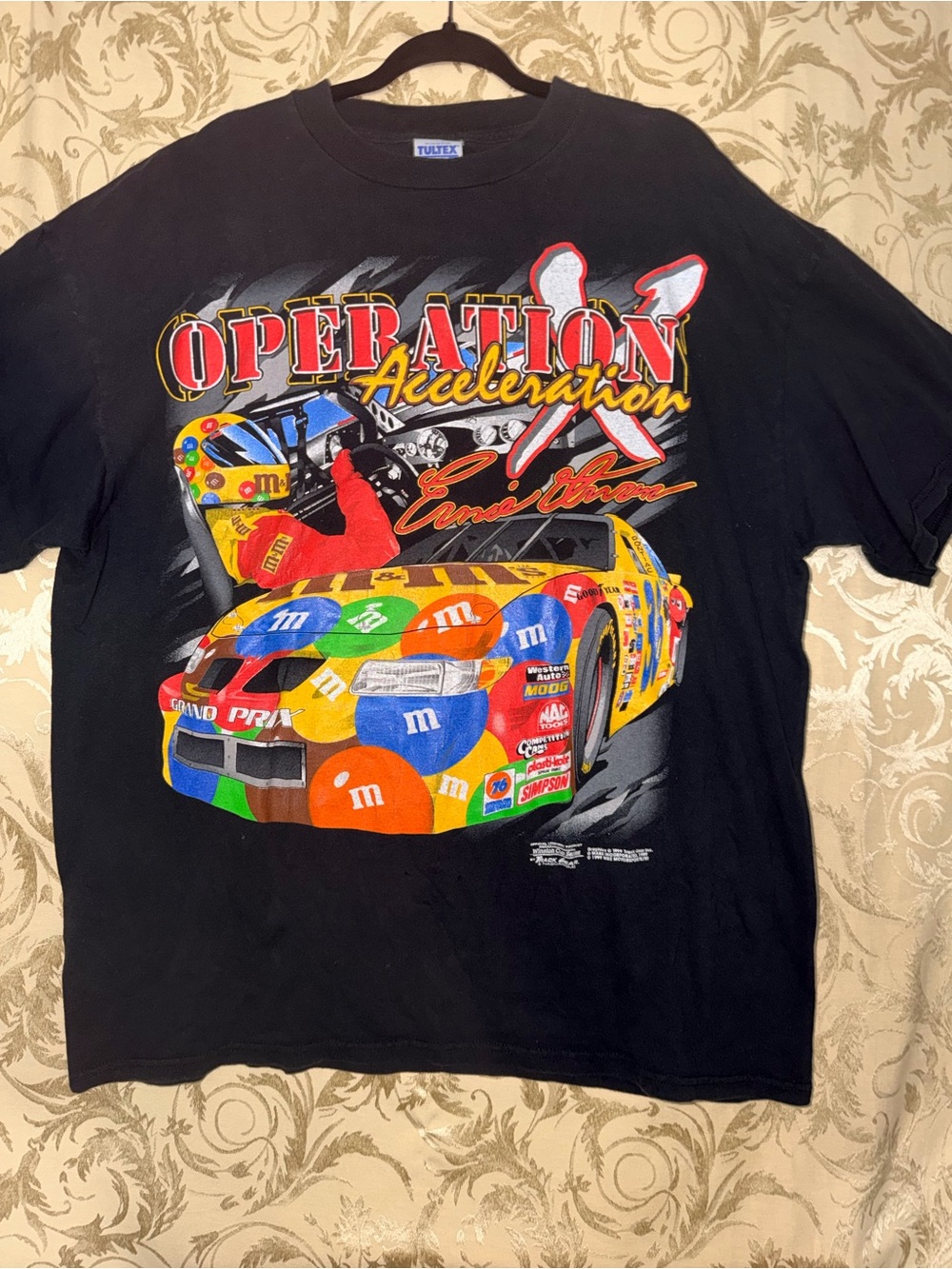 Tultex Vtg Black AOP Ernie Ivan Nascar M&M Graphic T-Shirt